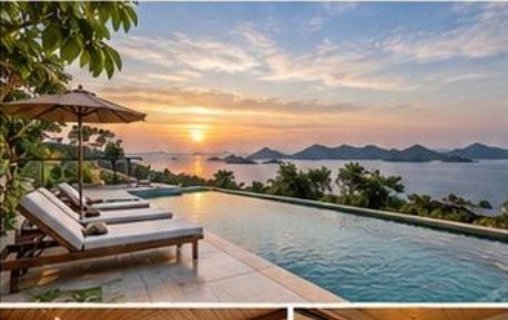 Senja Pede Villa - kolam utama & tampak luar